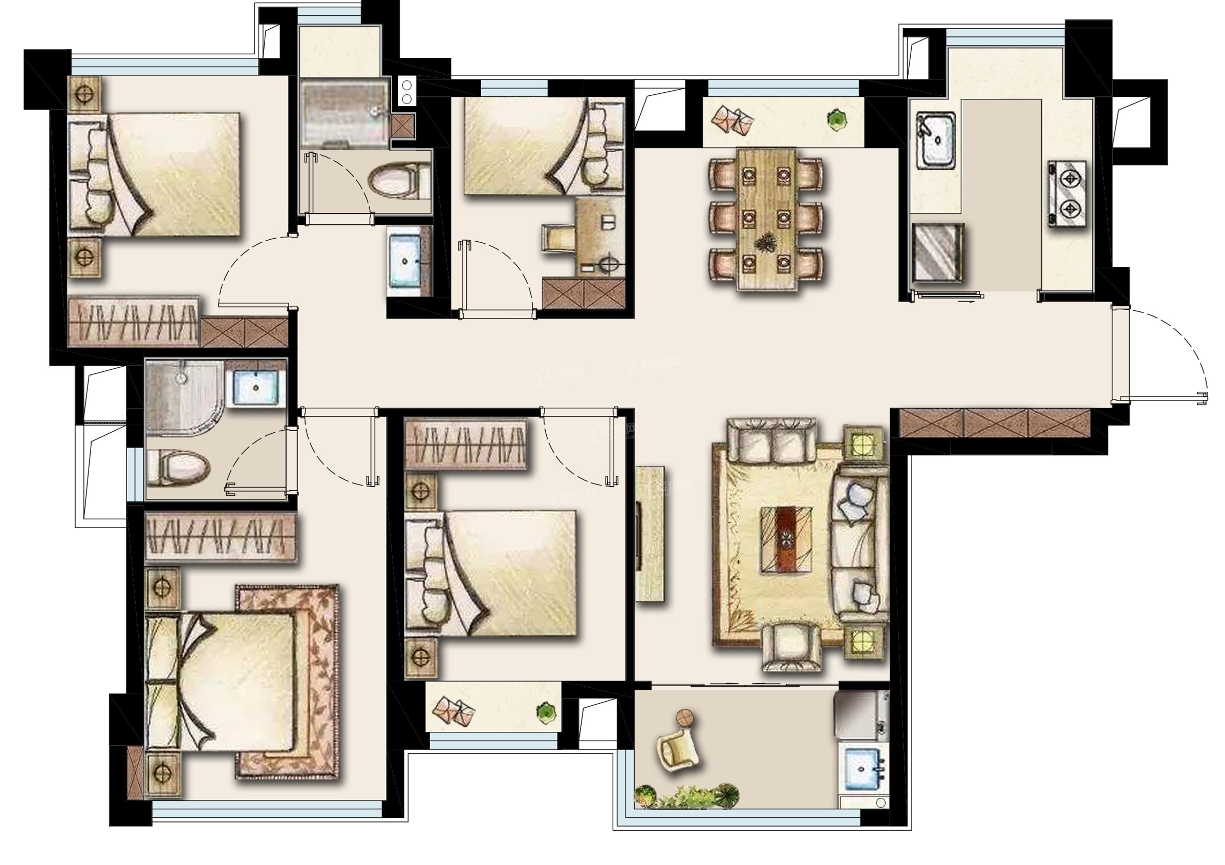 厦门建发悦府4室2厅2卫户型图-厦门楼盘网