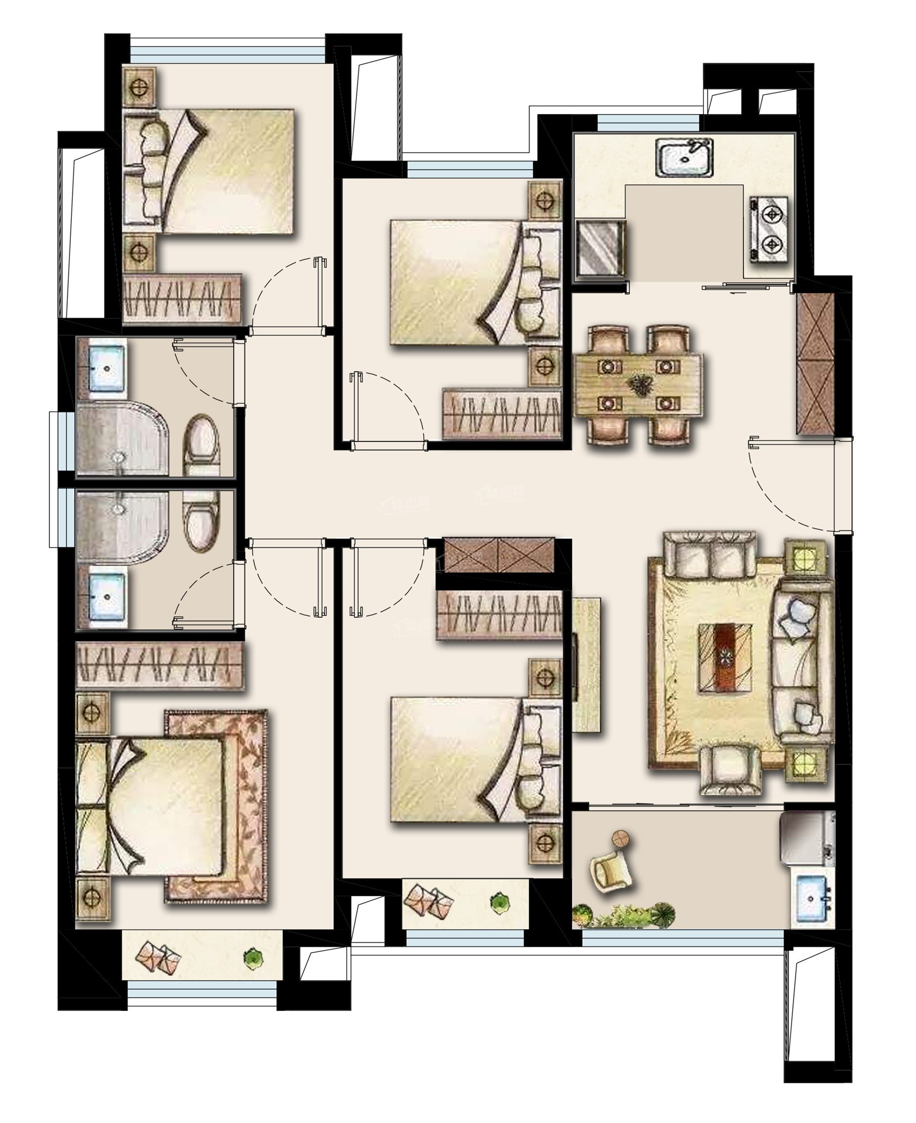 厦门建发悦府4室2厅2卫户型图-厦门楼盘网