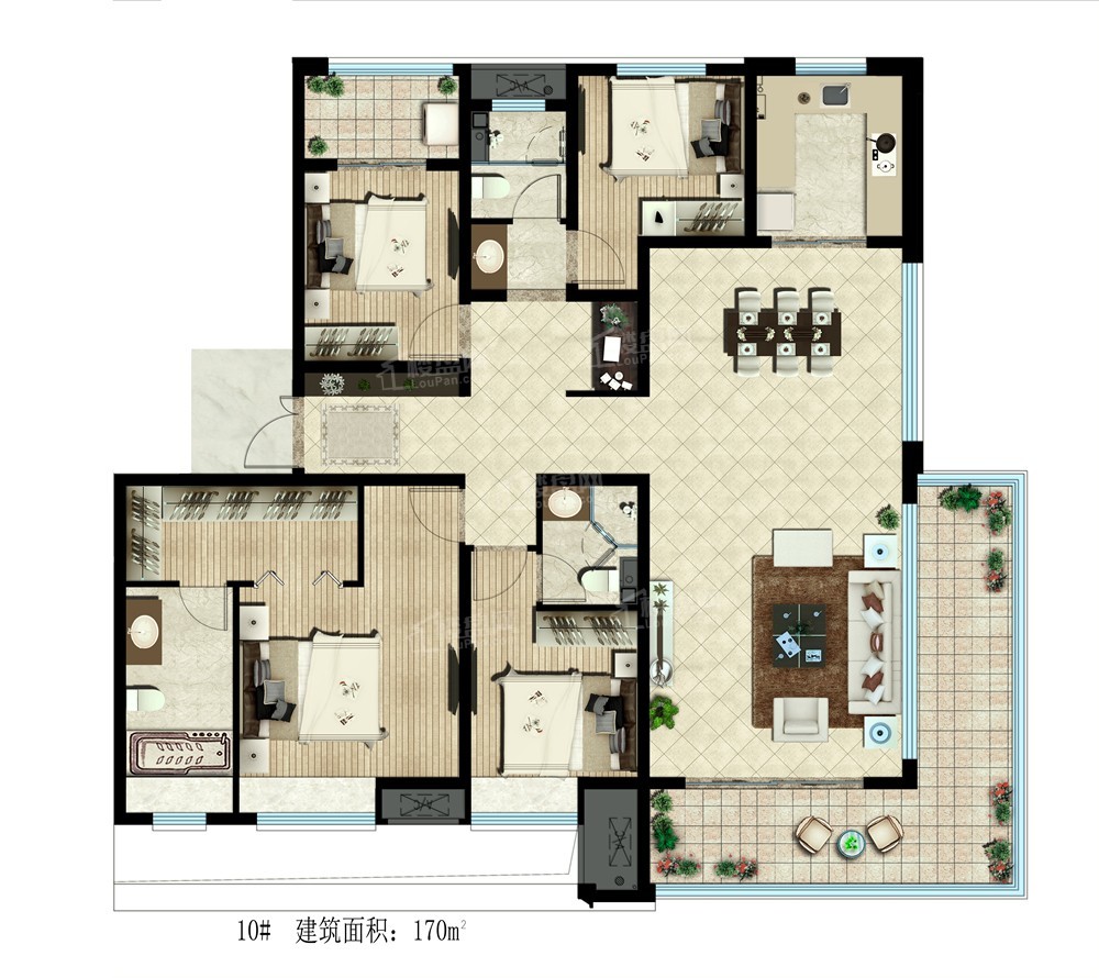 汉中陕建·汉悦府4室2厅2卫户型图-汉中楼盘网