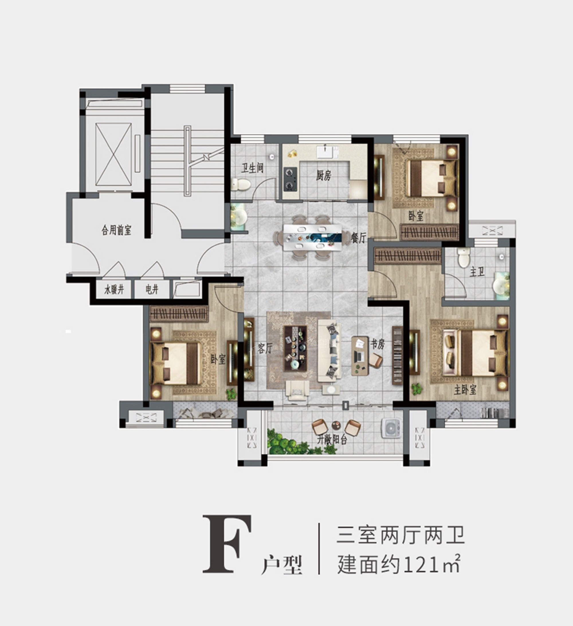 聊城星光·理想城3室2厅2卫户型图-聊城楼盘网