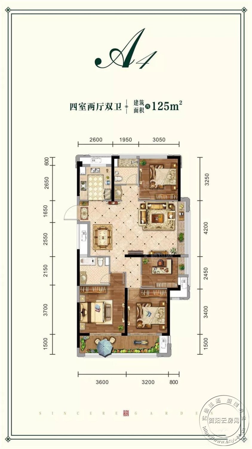 资阳多弗绿城3室2厅1卫户型图-资阳楼盘网