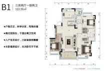 B1户型3房2厅2卫1厨122.56㎡