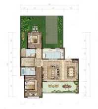 四期下叠C1户型， 叠加别墅， 建筑面积约161.00平米