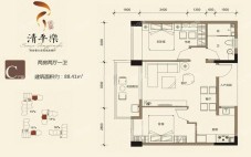 C户型 3房2厅1卫 建面约88㎡