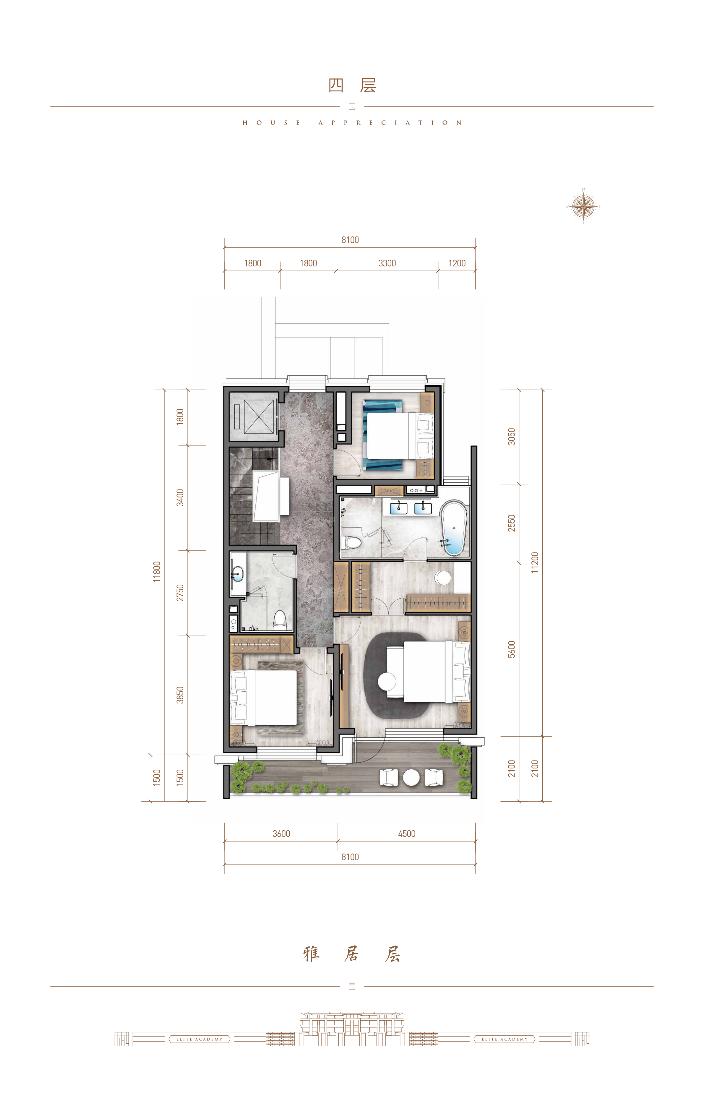 北京珠江天樾书院4室3厅4卫户型图-北京楼盘网