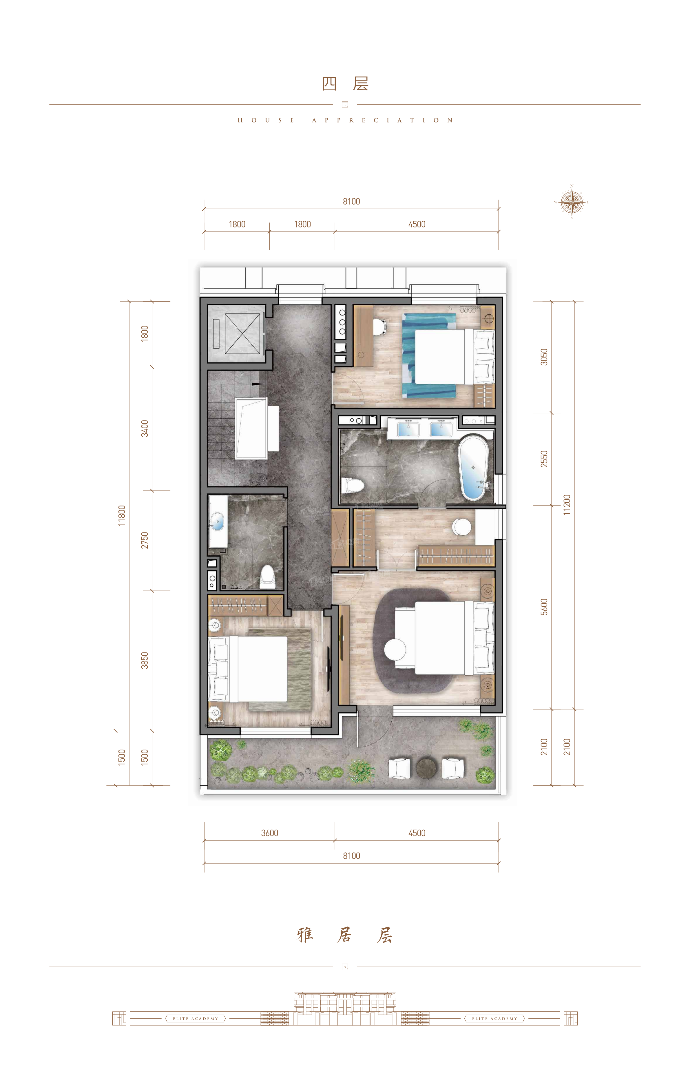 北京珠江天樾书院4室3厅4卫户型图-北京楼盘网