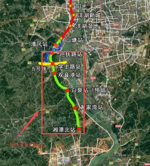 地铁3号线延长线路线图