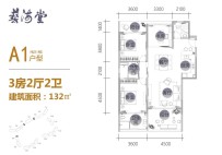 A1户型 3房2厅1厨2卫 132㎡