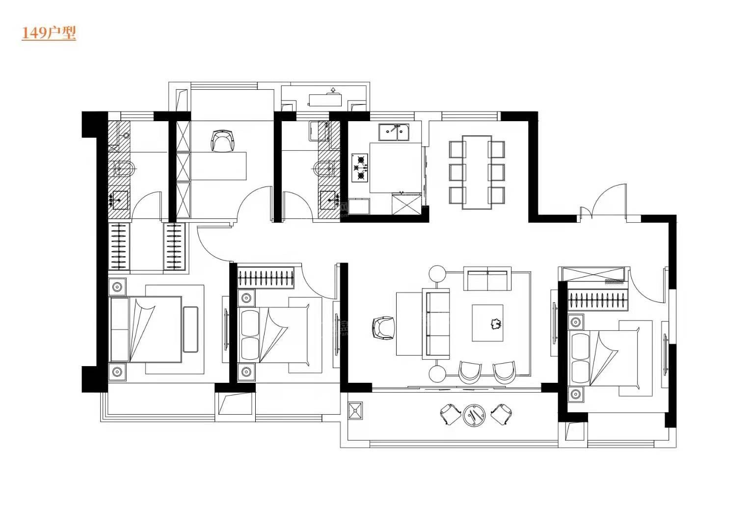 无锡华发中央首府4室2厅3卫户型图-无锡楼盘网