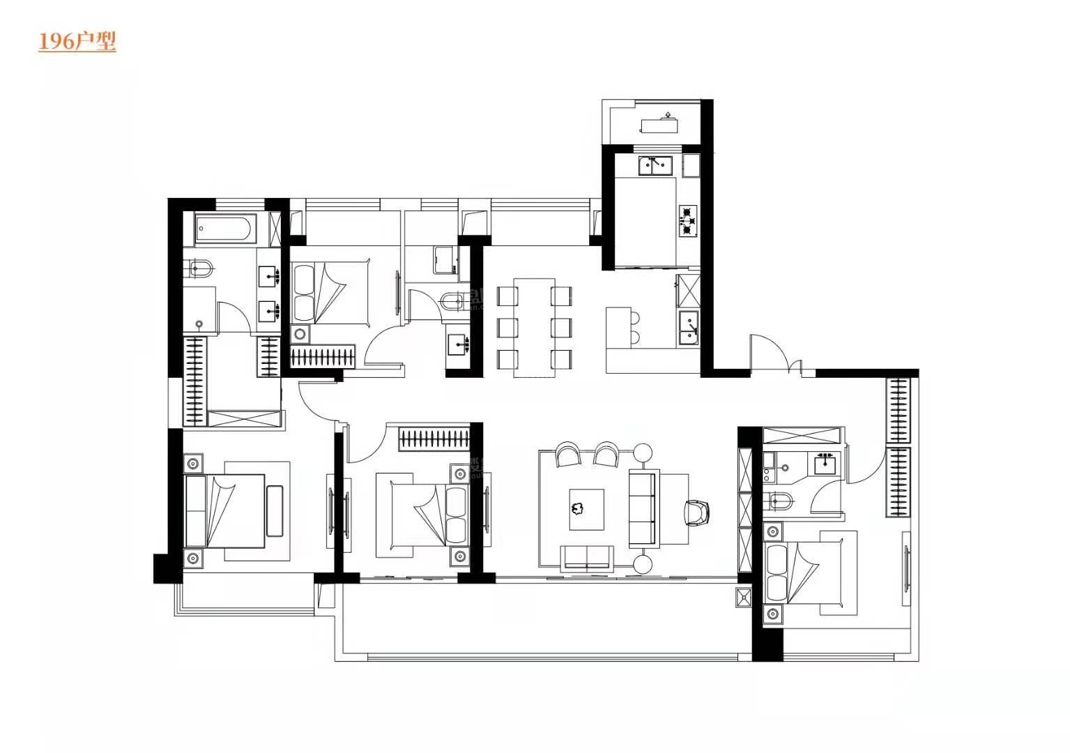 无锡华发中央首府4室2厅3卫户型图-无锡楼盘网