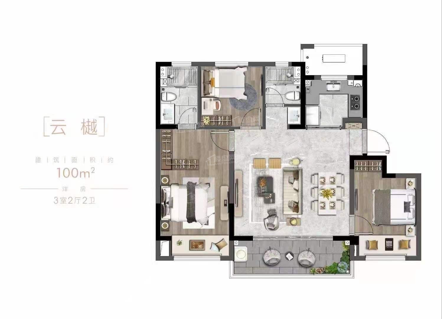 无锡远洋正荣玺樾3室2厅1卫户型图-无锡楼盘网