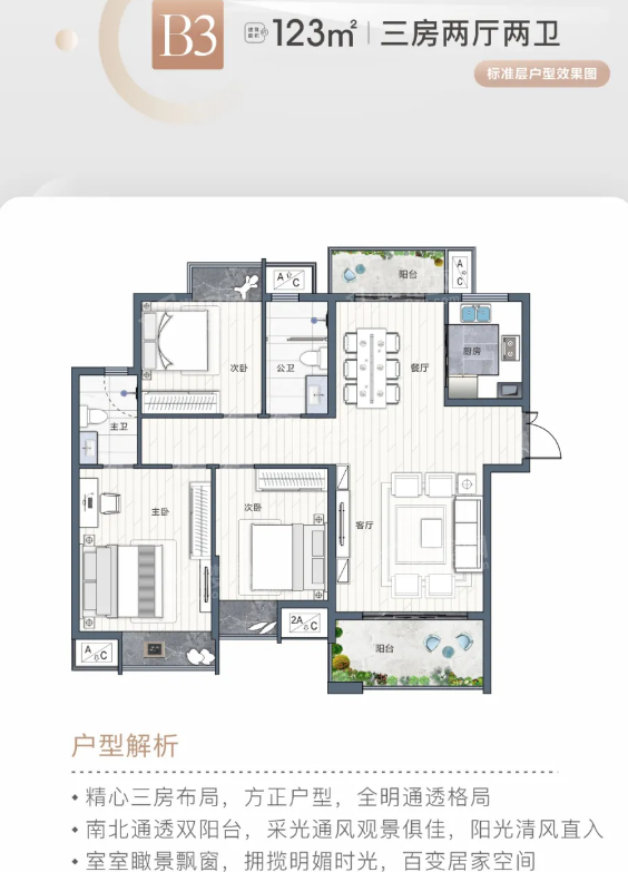 赣州联泰天禧3室2厅2卫户型图-赣州楼盘网