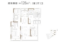 128㎡户型图 户型方正卧室朝南居  室：3室2厅2卫1厨