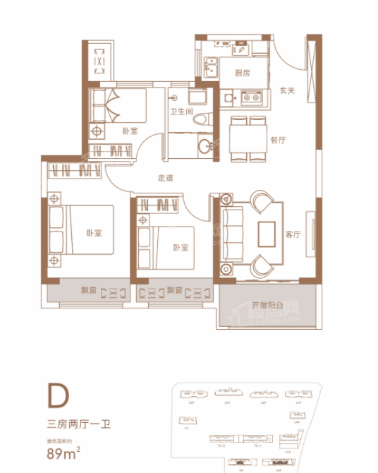郑州大正水晶森林3室2厅1卫户型图-郑州楼盘网