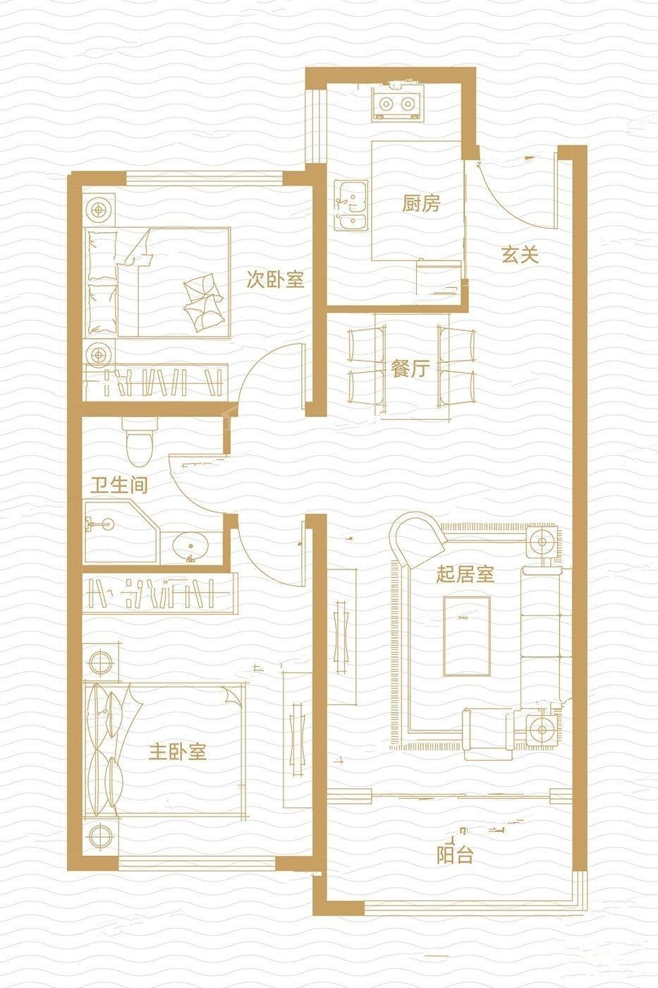 济宁鲁商运河公馆3室2厅1卫户型图-济宁楼盘网
