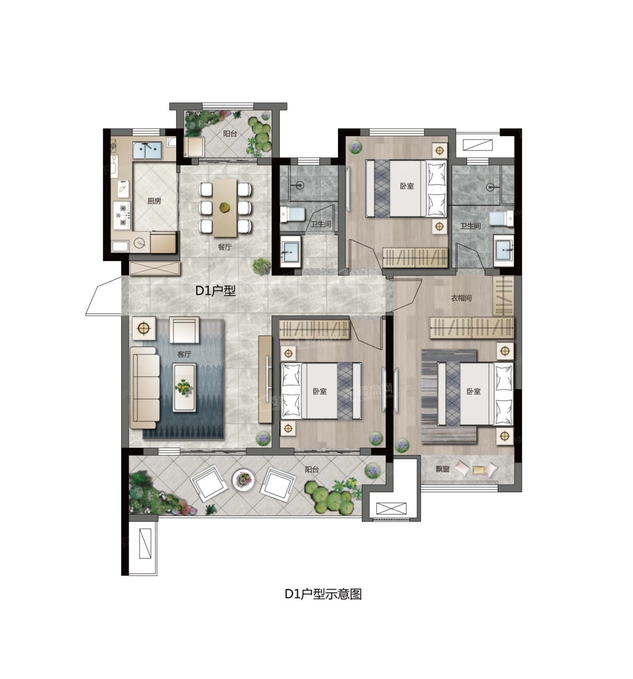郑州康桥香蔓郡4室2厅2卫户型图-郑州楼盘网