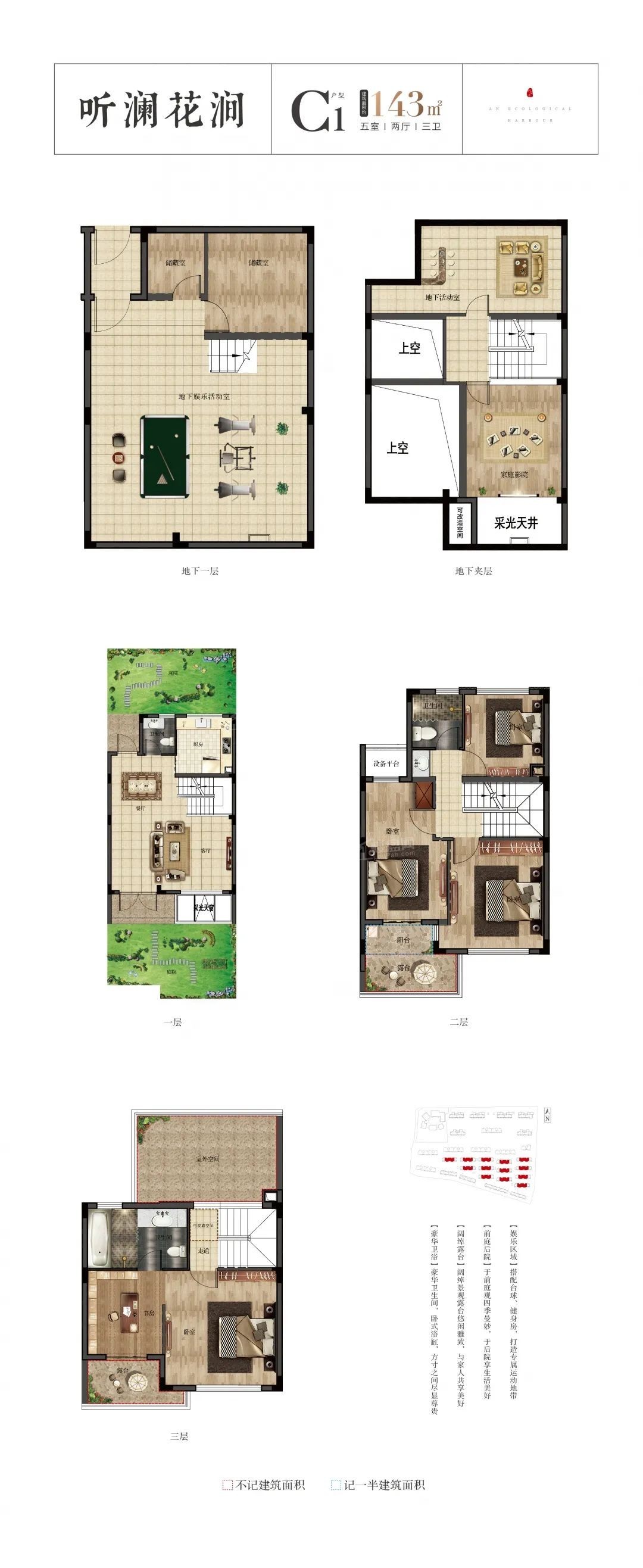 C户型143平五室两厅三卫