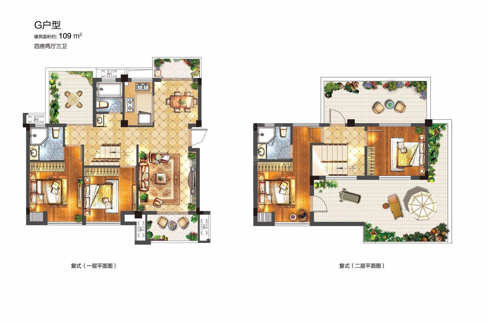 福州三迪雅筑枫丹4室2厅2卫户型图-福州楼盘网
