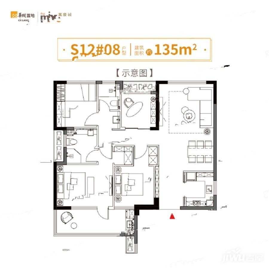 福州华润万象城1室1厅1卫户型图-福州楼盘网