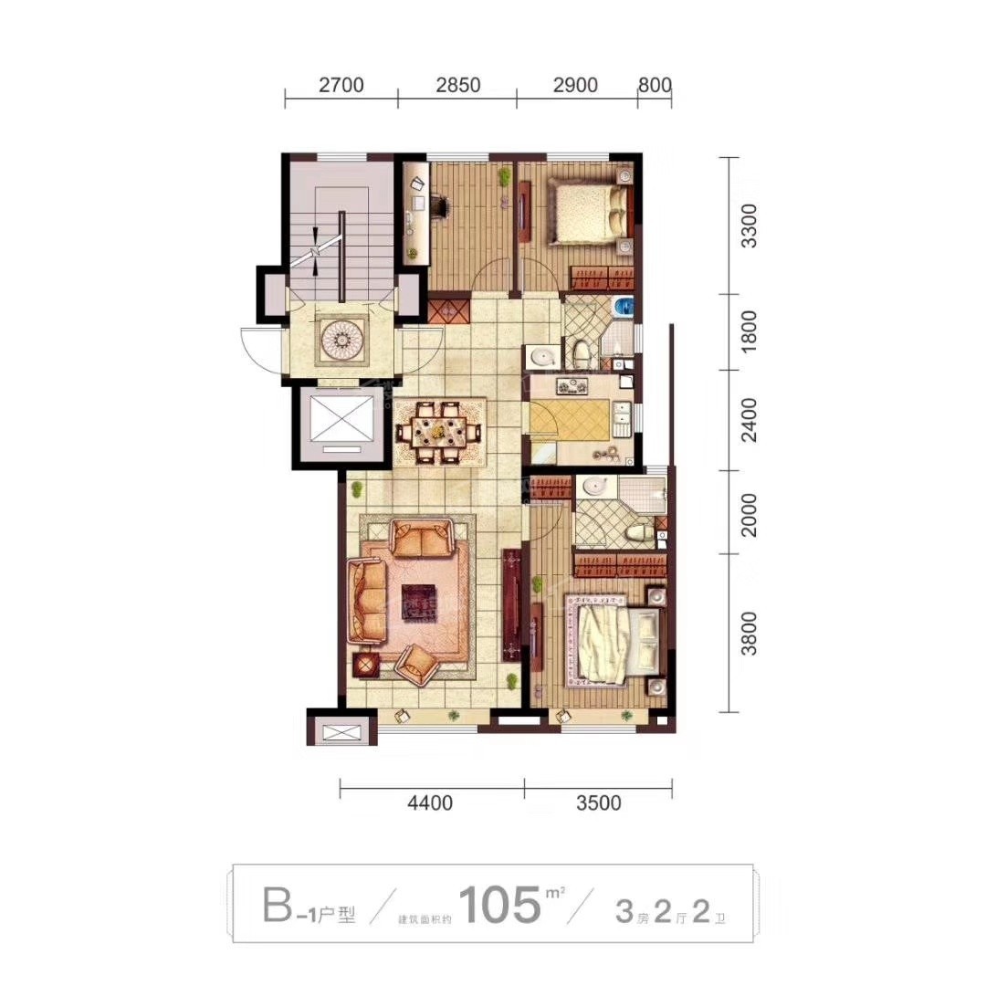 乌鲁木齐中科中南锦悦府3室2厅1卫户型图-乌鲁木齐楼盘网