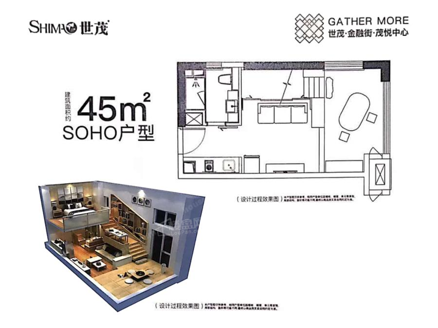 世茂金融街茂悦中心45平户型图