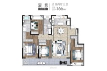 宸意166㎡户型 户型方正卧室朝南居  室：4室2厅3卫1厨