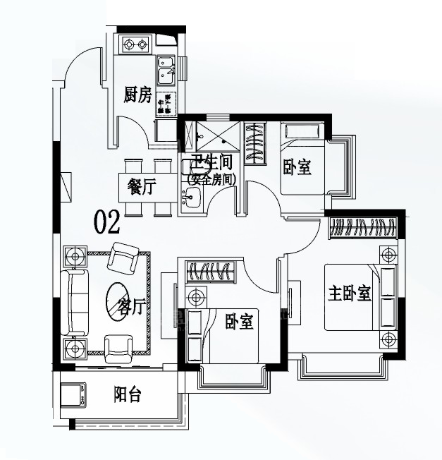 肇庆恒大鼎湖豪庭3室2厅2卫户型图-肇庆楼盘网