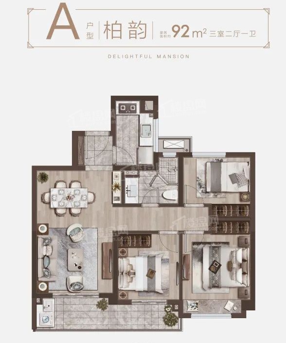 宋都柏悦府92平户型图