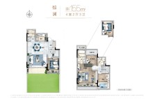 惊澜155㎡户型 复式户型方正卧室朝南 居  室：4室2厅3卫1厨