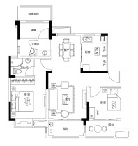 北京城建西华龙樾樾庭A2户型图约88㎡