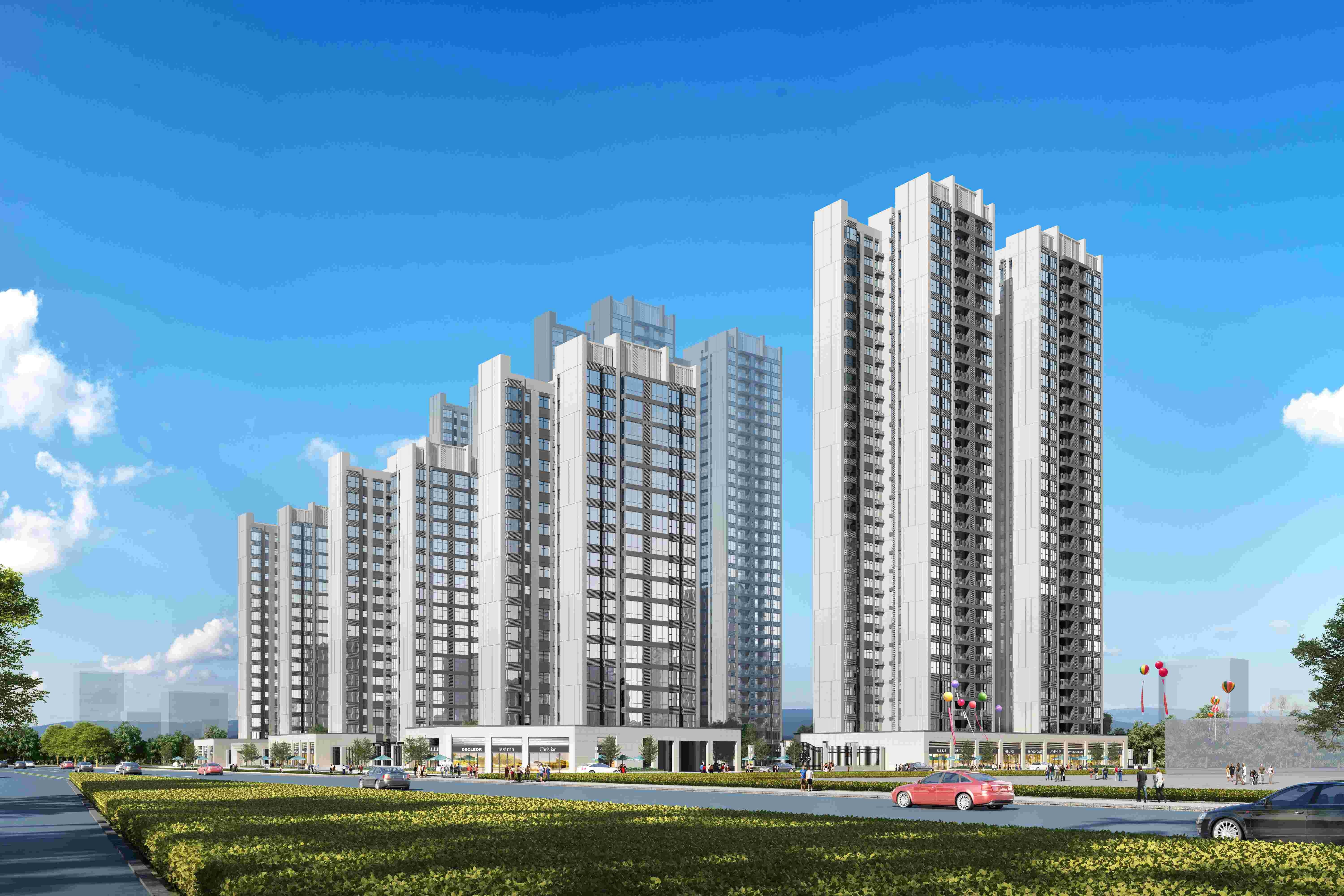 沿街日景人视图(西南角)