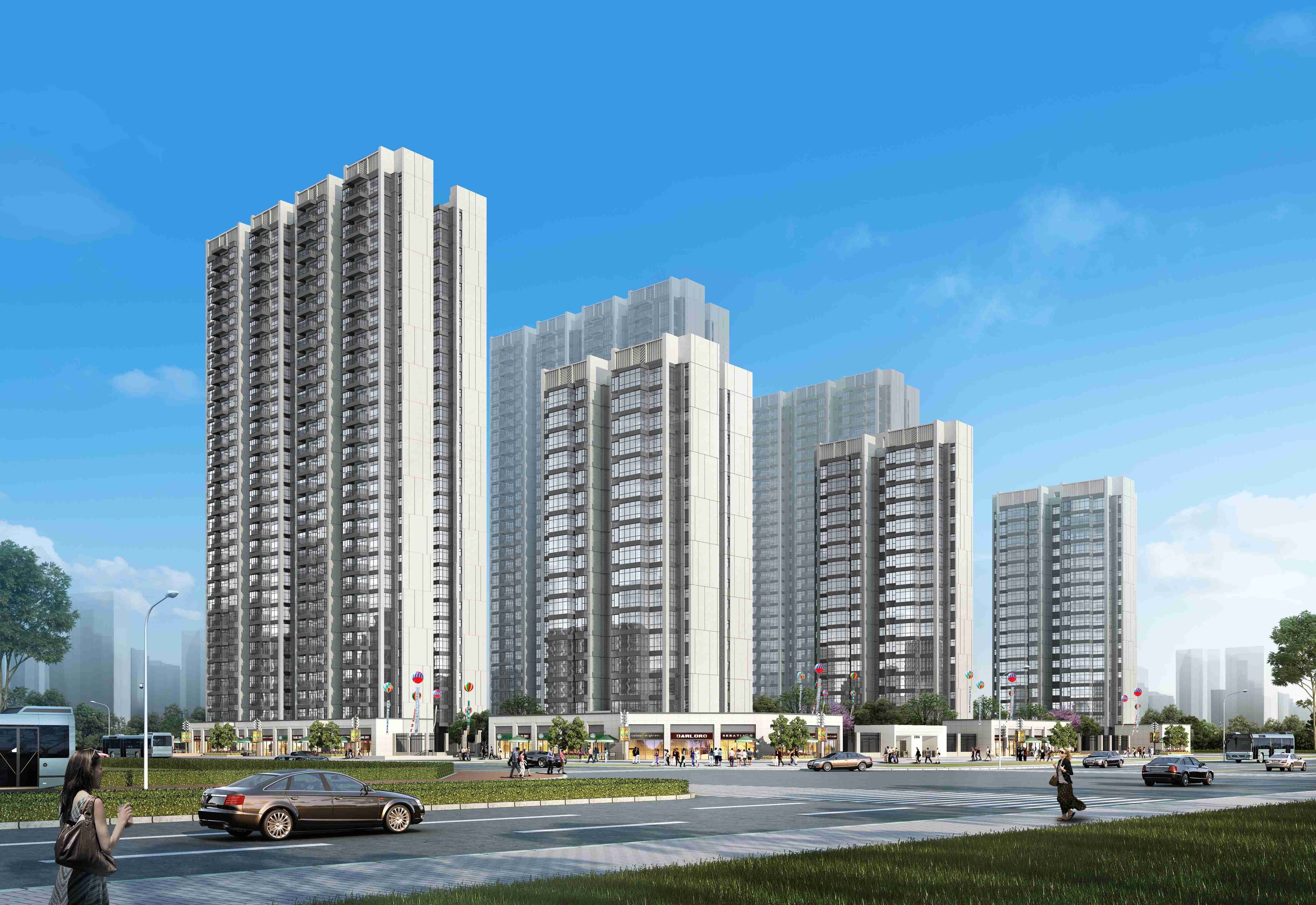 沿街日景人视图(西北角)