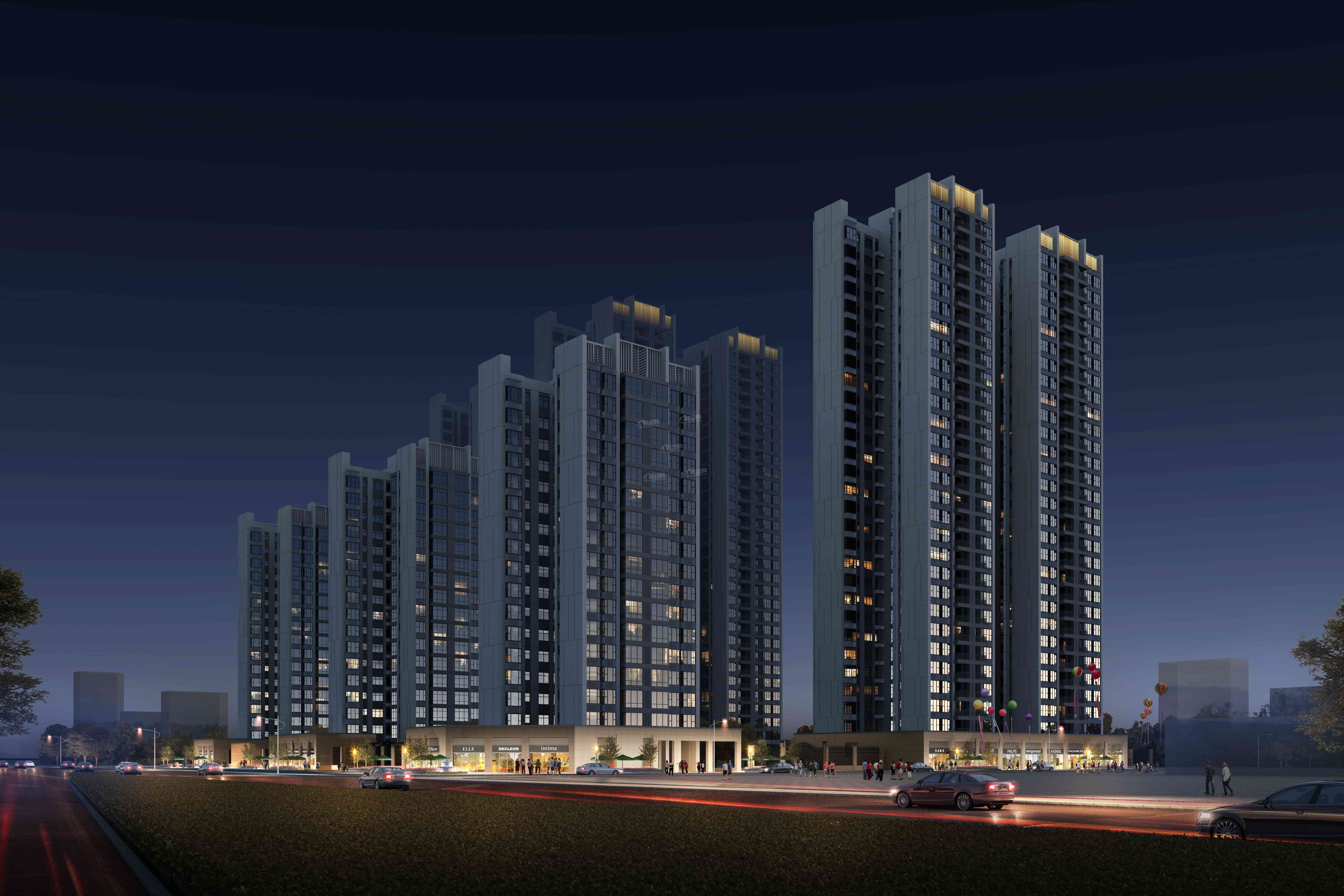 沿街夜景人视图