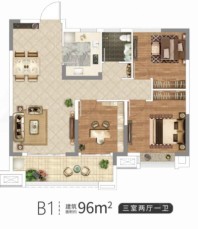 中国铁建花语苑B1户型