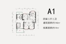 A1户型 4房2厅2卫1厨 146㎡