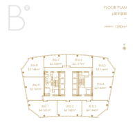 B座6层平面图 建面约1280㎡