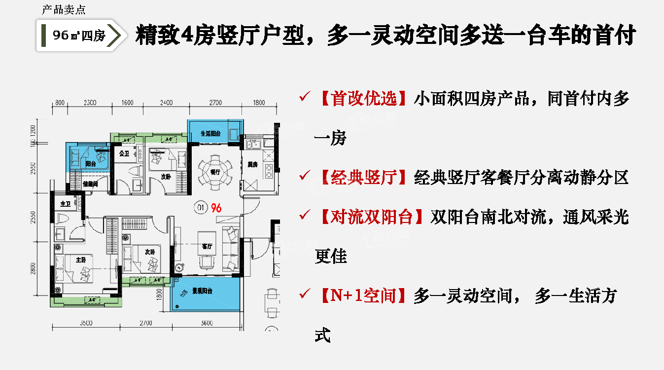 广州敏捷东樾府4室2厅2卫户型图-广州楼盘网