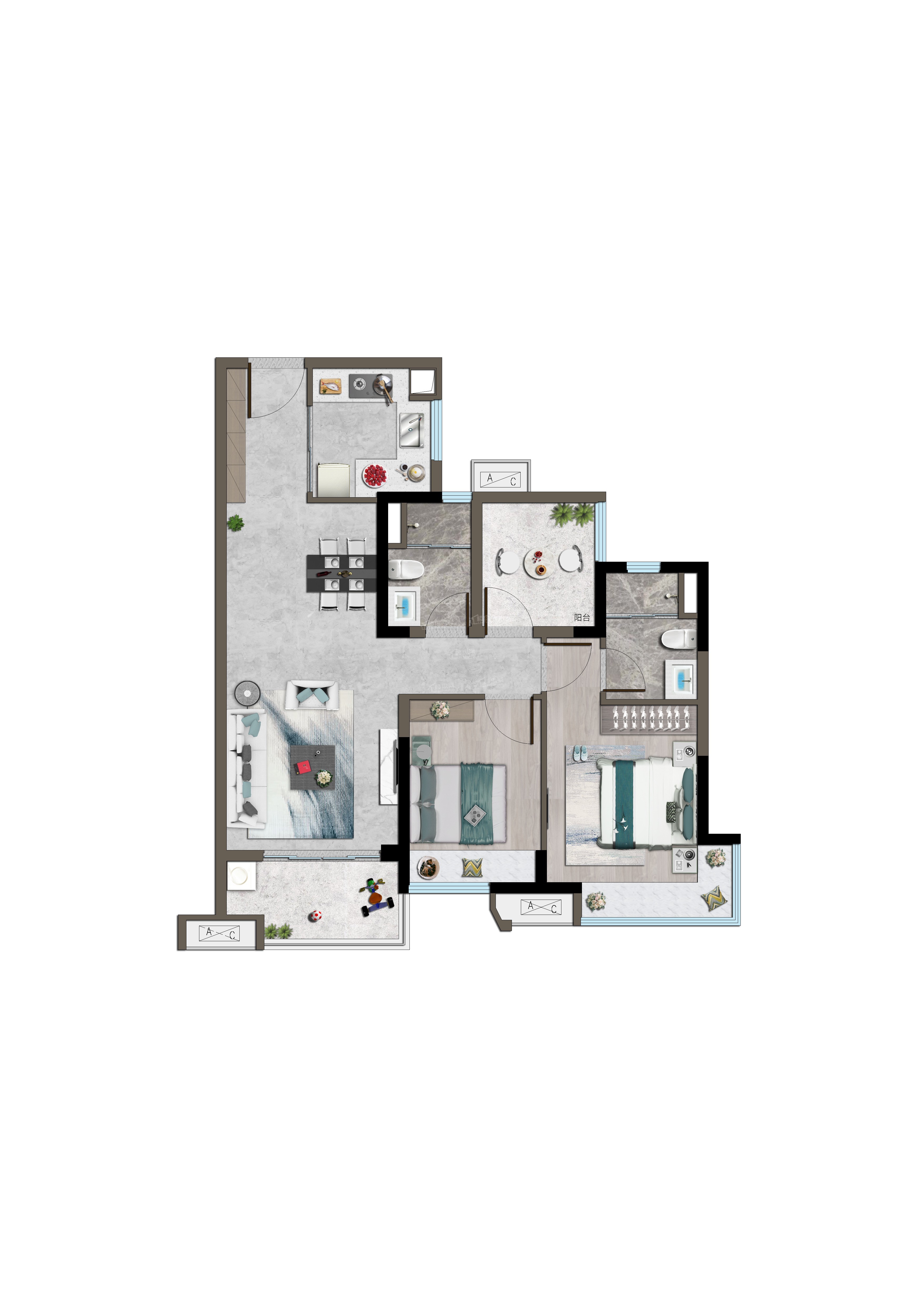 佛山广佛保利城3室2厅2卫户型图-佛山楼盘网