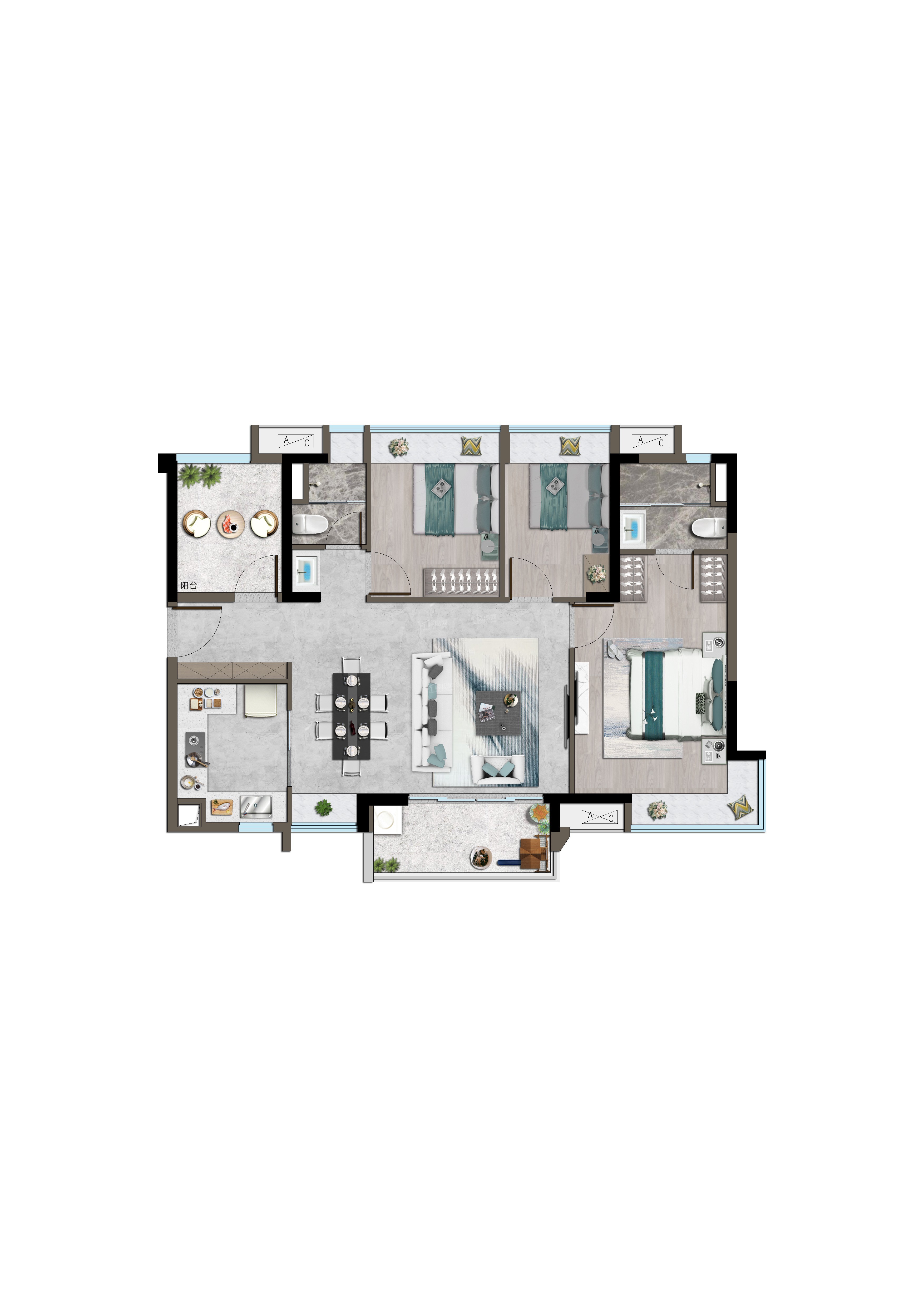 佛山广佛保利城3室2厅2卫户型图-佛山楼盘网