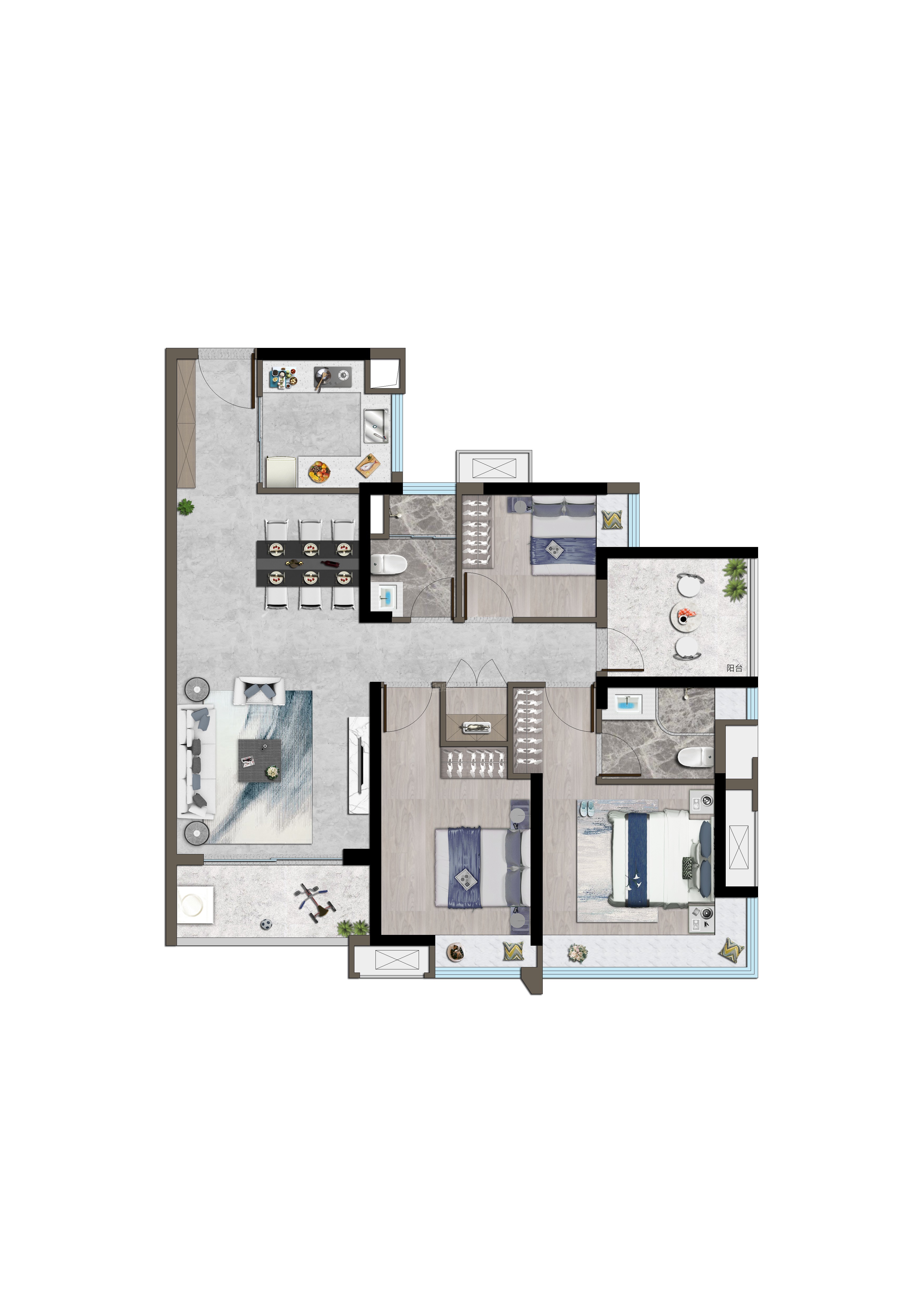 佛山广佛保利城3室2厅2卫户型图-佛山楼盘网