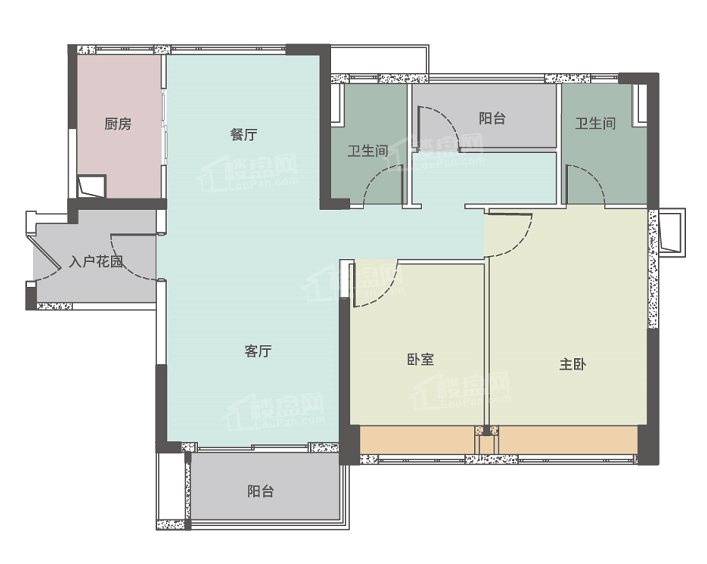 佛山合景天銮3室2厅2卫户型图-佛山楼盘网