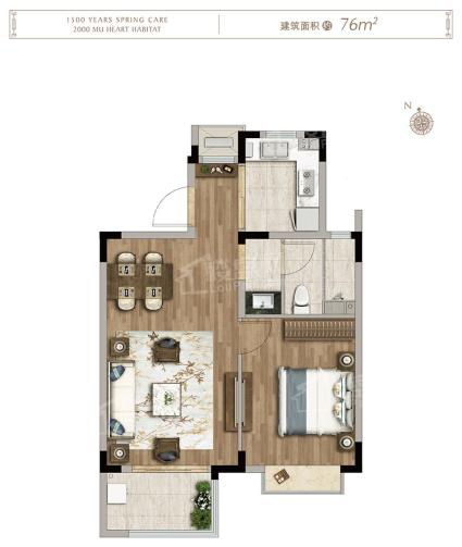 A户型建面约76平