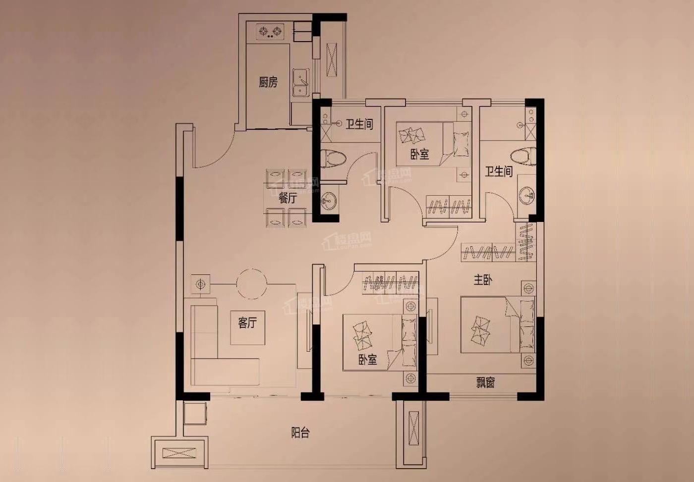 句容鼎盛·国宾府4室2厅3卫户型图-句容楼盘网