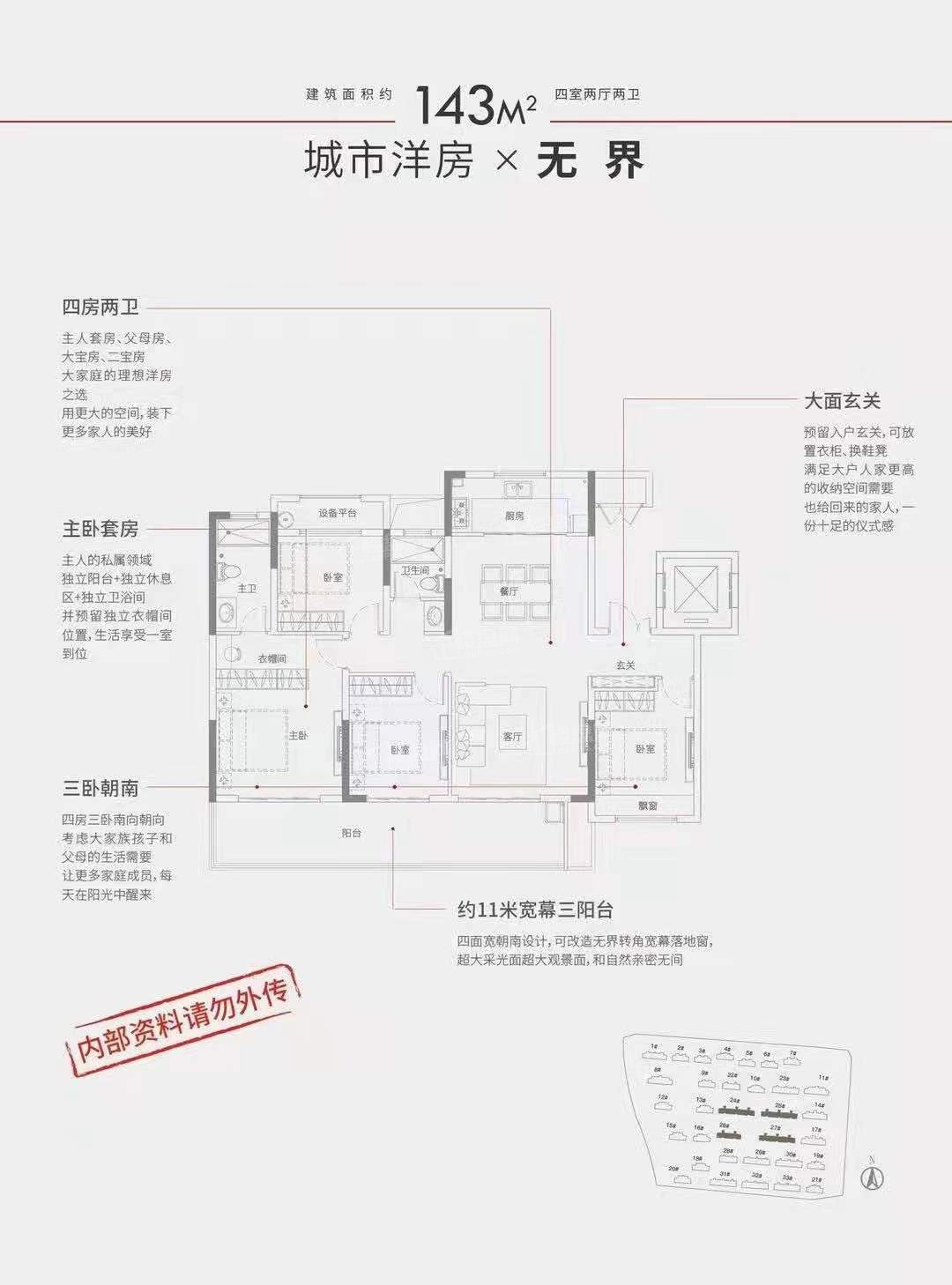 六安六安旭辉中心3室2厅2卫户型图-六安楼盘网