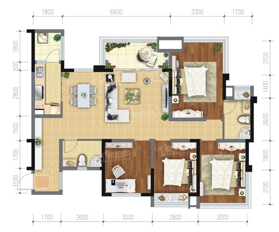 南充铁投锦华府4室2厅3卫户型图-南充楼盘网