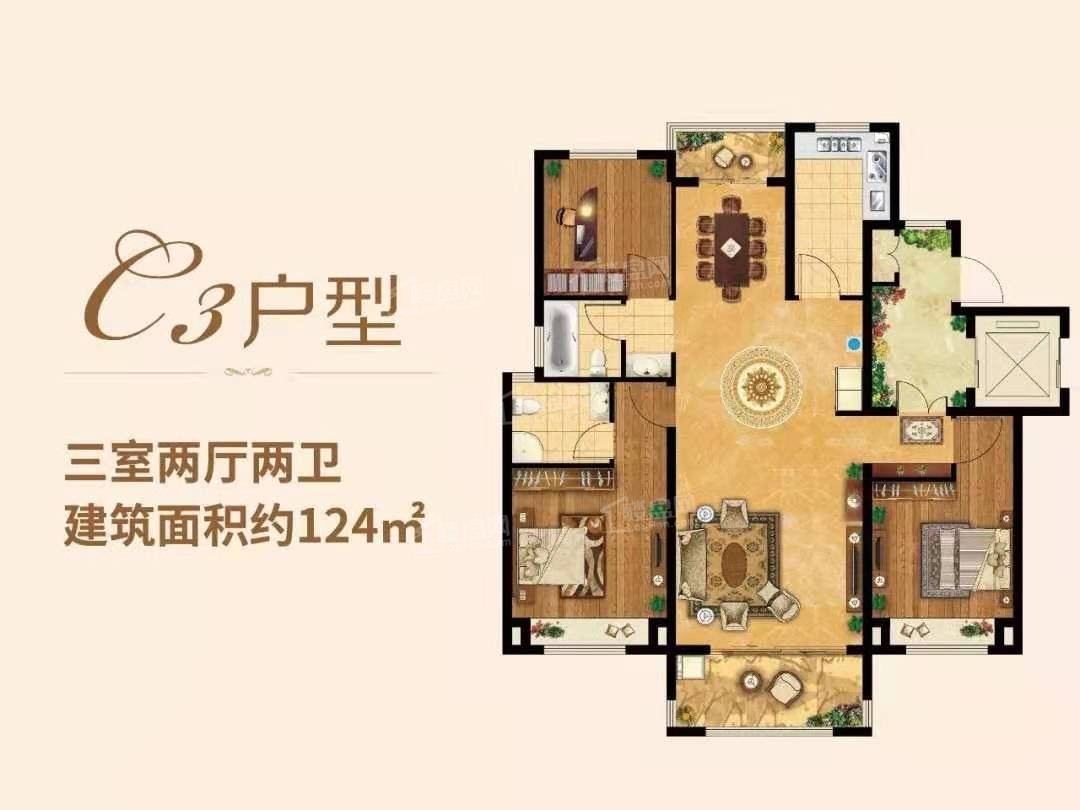 盐城美麟常青藤4室3厅3卫户型图-盐城楼盘网