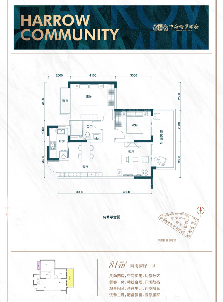 中海哈罗学府2#楼81㎡户型