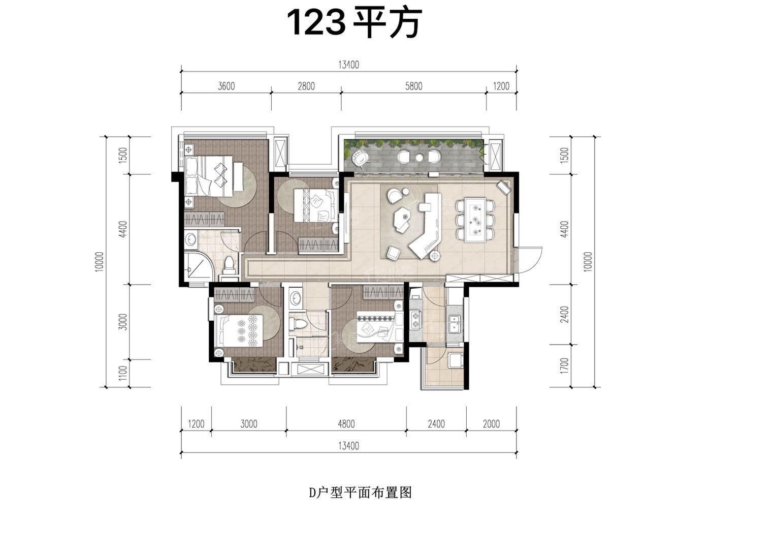 乐山美的·珺御府3室2厅2卫户型图-乐山楼盘网