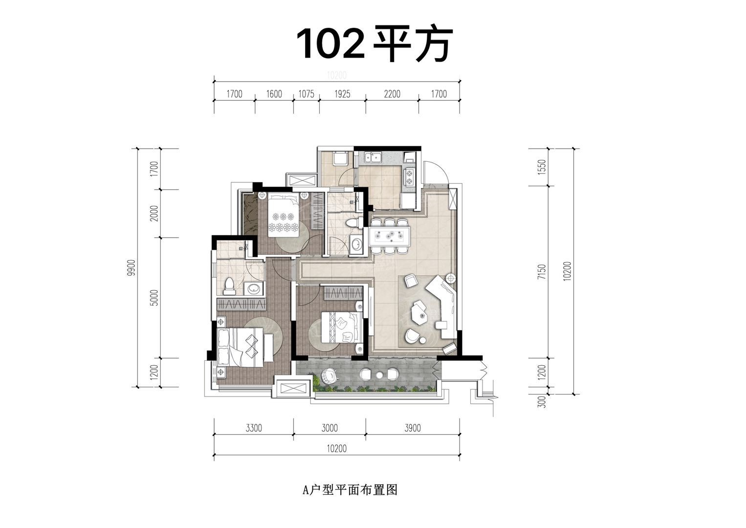 乐山美的·珺御府4室2厅2卫户型图-乐山楼盘网