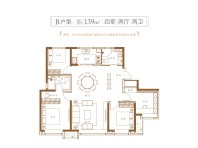 吾悦公馆-139m²B户型-四室两厅两卫